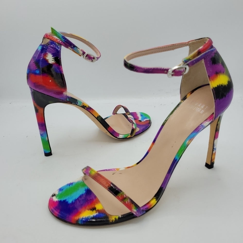Stuart Weitzman Strappy Multi Color High Heels Size 8.5 M - Picture 14 of 14
